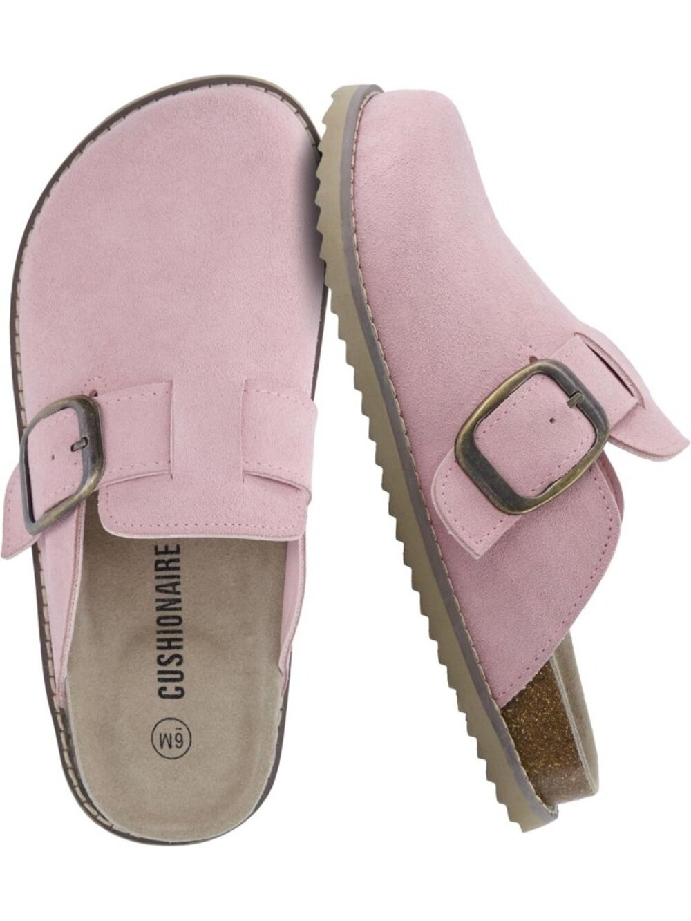 Cozy Suede Slip-On Clogs with Memory Foam & Chic Buckle - Non-Slip, Wide Widths